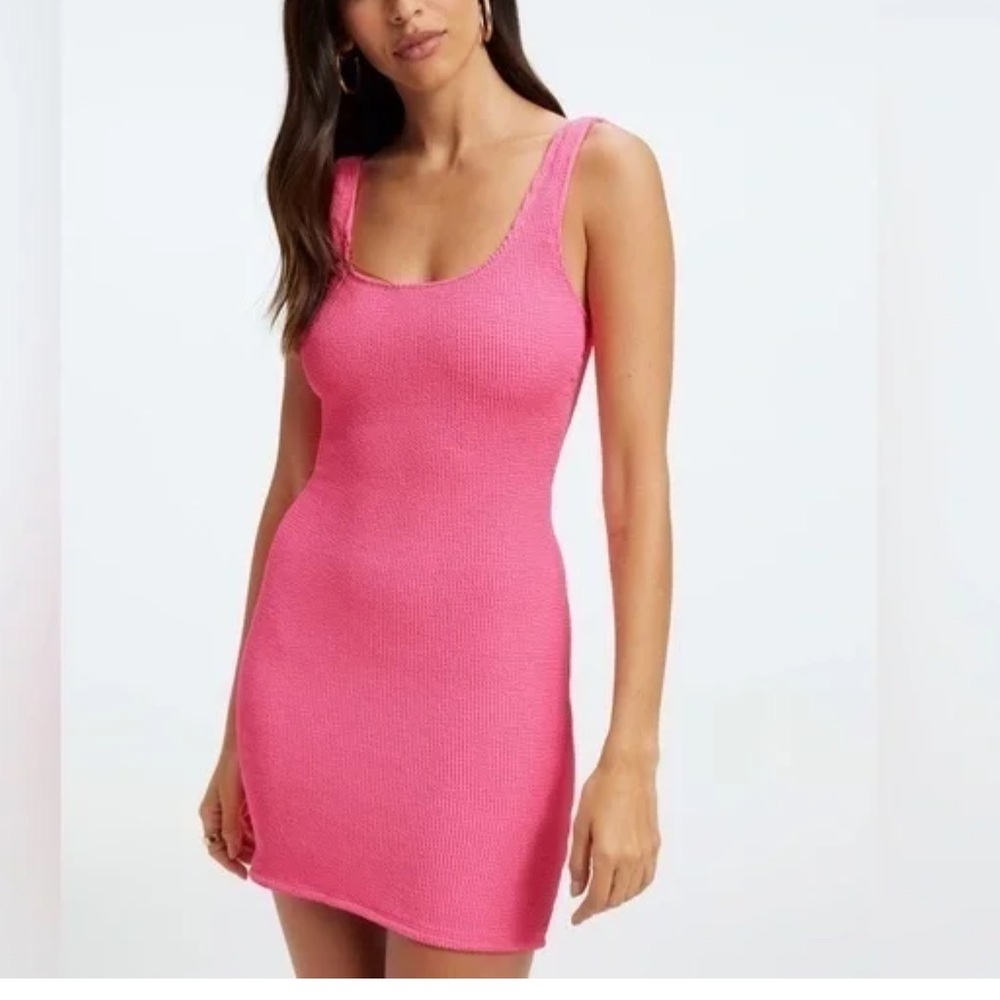 NWT Good American Always Fit Bodycon Mini Dress in Bright Pink 00/0